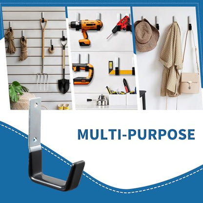 GeeWatom Heavy Duty Steel Garage Hooks,Garage Storage Utility Hooks,Anti-Slip Hanger, Tool Organizer,Steel Wall Mount Organizer, Garden Hose Hanger (Small-4PC) - size: Small-4PC