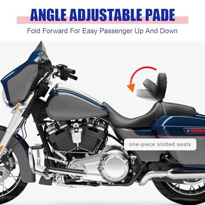 Rider Driver Backrest, Detachable Adjustable Plug-in Rider Backrast Fit for Harley Davidson Touring Road Glide Electra Glide Street Glide Road King CVO 2009-2026, Black Diamond Grid - color: Black New