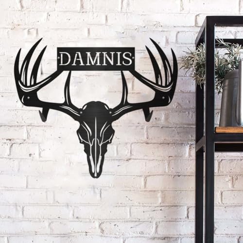 Personalized Metal Deer Skull Bow Holder Elk Deer Bow Rack Custom Name Archery Display Rack Wall Decor Bow Hunting Rack Hunting Metal Sign, Gifts For Husband,Dad,Father (Metal Deer Bow Rack-5) - color: Metal Deer Bow Rack-5
