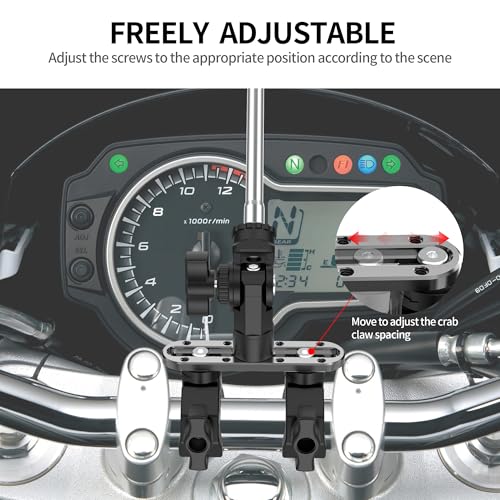 All-in-One Super Clamp Camera Mount & Adjustable Arm Stand with Extension Rod – Dual Ball Head Clamp Mount for Motorcycle, Bike, Tripod with 1/4" Adapter Fits Insta360, GoPro and DJI Action etc