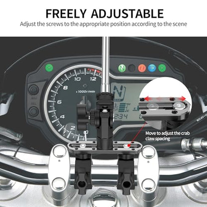 All-in-One Super Clamp Camera Mount & Adjustable Arm Stand with Extension Rod – Dual Ball Head Clamp Mount for Motorcycle, Bike, Tripod with 1/4" Adapter Fits Insta360, GoPro and DJI Action etc