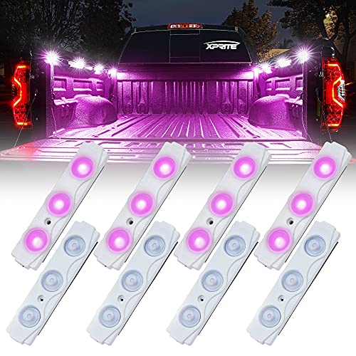 Xprite Purple LED Truck Bed Light Kits with On/Off Switch, for Pickup Exterior Interior Neon Lights, Footwells, Running Boards, Cargo, Under Car, Tonneau Cover, Rail Rock Lighting - 8 PCs - color: Purple