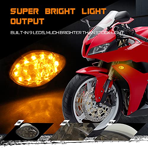 Flush Mount Turn Signals Led Smoked Motorcycle Blinkers Compatible with Honda CBR1000RR CBR600F4I CBR600F4 CBR600RR CBR929RR, Amber - color: For Honda