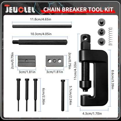 13PCS Chain Breaker Tool Kit with Rivet and Roller Chain Link Removal Tool, Chain Breaker Rivet Cutter Heavy Duty Chain Splitter for Motorcycle, Bike, ATV Chain Maintenance Set