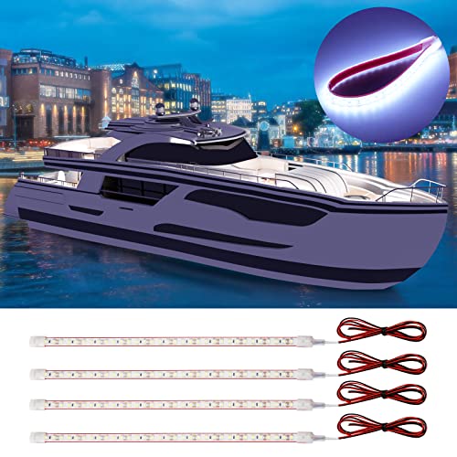 DUOFU365 12V Led Strip Light,Car Interior Light Strip IP68 Waterproof Cuttable for Automotive Motorcycle Marine Boat Golf Cart Cargo Home Decoration Led Strip White,12inch (Pack of 4) - color: White, size: 12 inch