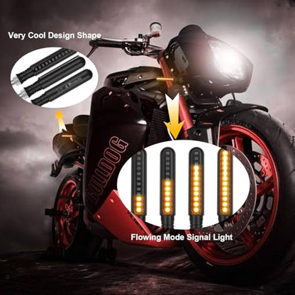 Kinstecks 4PCS Motorcycle Indicators Flowing Turn Signal Lights Motorbike Turning Indicators 12V for Motorcycle Motorbike LED Amber