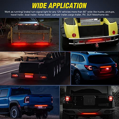 Nilight Trailer Light 16Inch 12 LED Red Running Brake Sequential Turn Signals Lights Waterproof Rear Maker ID Bar for 12V Boat Truck RV - color: 1Pc 16" Red 12LED