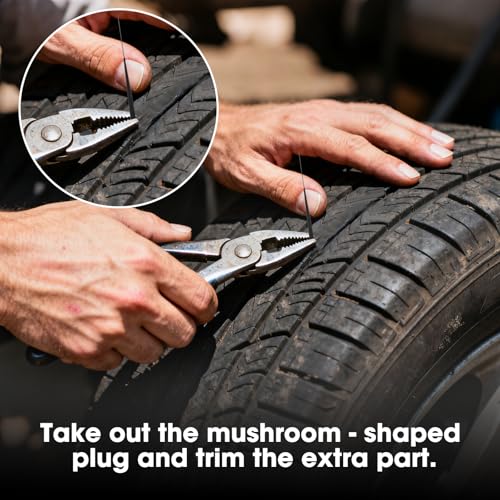 36Pcs Tire Repair Patch Tool Kit, Tire Patch Plugs with Repair Buffing Wheel Patch Roller Tool Inner Liner Scraper for Puncture Car Truck Bus Tractor Vehicle