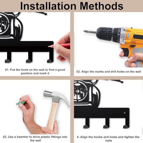 MAYJOYDIY Motorcycle Metal Key Hook Racing Scooter Coat Rack Wall Mounted 15.7×9.8inch Art Wall Decor Key Holder Organizer Rack with 6 Hooks for Gift Coats Hats Towels Bags Hanging - style: Motorcycle Head