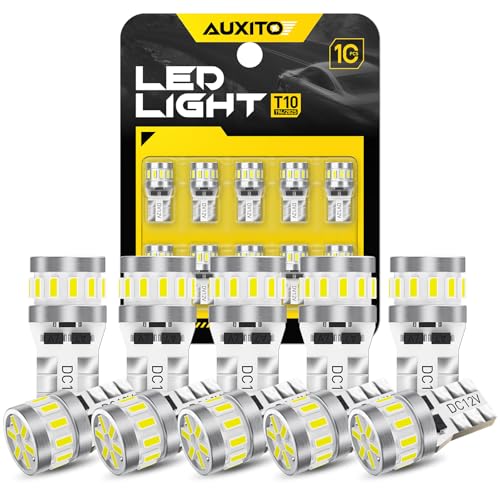 AUXITO Latest 194 LED Bulb 6500K White Super Bright 168 2825 T10 W5W LED Bulb for Car Dome Door Map Courtesy Trunk Cargo License Plate Tail Lights, Pack of 10 - color: White, size: 194/168