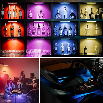 Under Cabinet Lighting Wireless with Remote, 48 LED Rechargeable Under Cabinet Lights, Kitchen Counter Lights Dimmable LED Closet Light RGB Bar for Shelf, Car, Hallway, 15 Color Changing, 6 Pack - style: 6 Pack