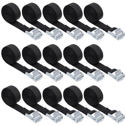 15 Pack Cam Buckle Straps, Lashing Straps with Buckles Adjustable, 1" x 78" Cam Buckle Tie Down Strap for Securing Luggage, Cargo, Bicycles, Motorcycles