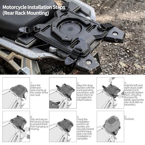 Rhinowalk Motorcycle Tail Bag Magnetic Expansion Base for Quick Release Magnetic Rear Seat Bag
