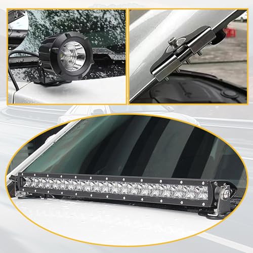 ijuicy 2 PCS Led Light Bar Mounting Brackets, Adjustable Hood Led Work Light Mount Bracket, Off Road Accessories, Ditch Light Brackets for Off Road Truck (Silver) - color: Silver