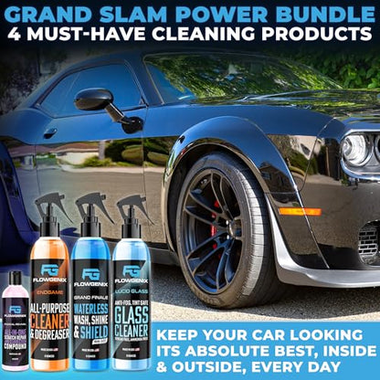 Grand Slam 4-Pack Includes Waterless Car Wash Spray + Instant Car Scratch Remover Repair + Streak Free Window and Glass Cleaner + All Purpose Cleaner for Auto Detailing, 2 Microfiber Towels - color: Grand Slam 4-Pack