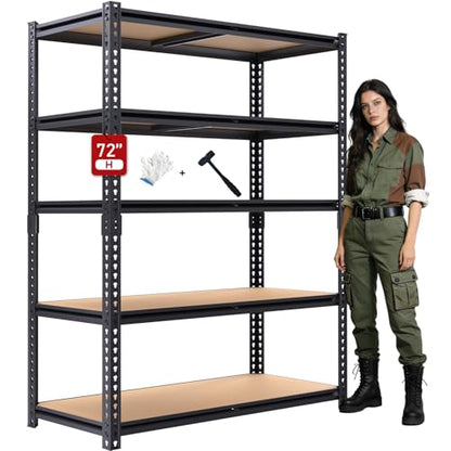72" H Garage Shelves,Garage Storage Shelves Heavy Duty,2400LBS Heavy Duty Garage Shelving,Adjustable 5 Tier Shelving for Garage Storage,Warehouse,16"x35.5"x72" - size: 72" H x 35.5" W x 16" D
