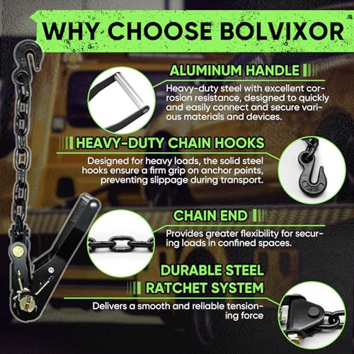 4 Pack Car Tie Down Straps for Trailers - 2" x 96" - 9900LBS Break Strength - Tire Ratchet Straps with Heavy Duty Chain Anchors for Hauling UTV, SUV, Truck, Any Cars - color: Green