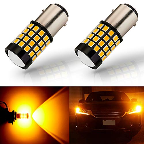 Antline 1157 LED Bulb Amber Yellow (2 Pack), 9-30V Super Bright 1600 Lumens 2057 2357 7528 1157NA 52-SMD LED Lamps with Projector for Replacement, Work as Turn Signal Blinker Lights - color: Amber Yellow