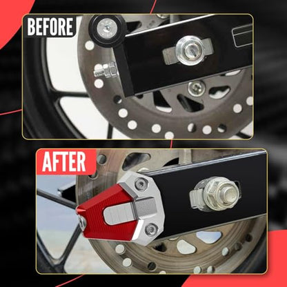 Canitu 2Pcs Red Swingarm Tensioner Axle Adjusters, Billet Aluminum Motorcycle Rear Axle Chain Spool Mods Chain Adjusters Adjusting Tool for Honda Grom 125 2014-2021 - color: RED