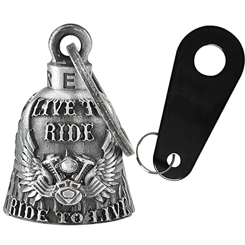 Dream Apparel Motorcycle Bell Guardian Angel Drive Away Gremlin, Biker Bell for Men Women Rider Riding, Good Luck Gift - color: Live to Ride & Ride to Live & Wings