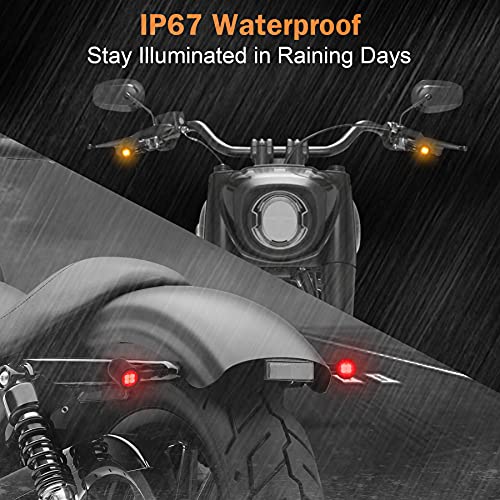 Front Rear Motorcycle Turn Signals, Mini Size Led Brake Tail Lights Universal Compatible with Harley Honda Suzuki Triumph Yamaha - color: Front Amber+Rear Red