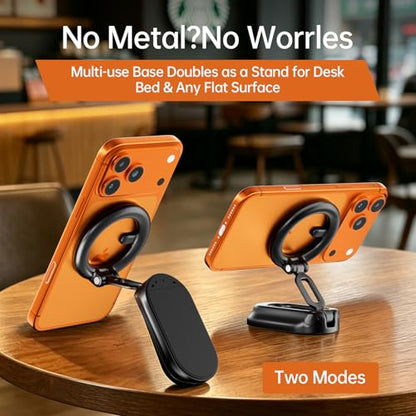 Magnetic Phone Holder for Gym, Zinc Alloy N52 Strong Magnet, Integrated Foldable Black Design, Compatible with MagSafe iPhone 17-12 & Android Phones, for Gym, Golf Cart, Car, Home & Office