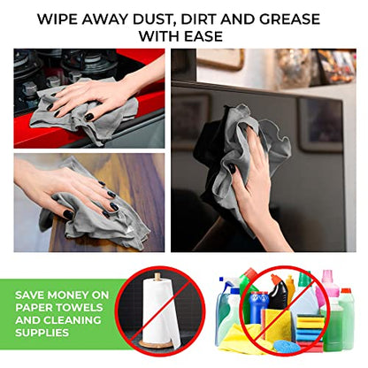 TILO Microfiber Cleaning Cloth – 19x13 Inch Ultra-Absorbent, Streak-Free, Lint-Free, Reusable Polishing Cloth for Dust, Grease, Dirt, and Delicate Surfaces – Non-Abrasive – Grey - color: Grey