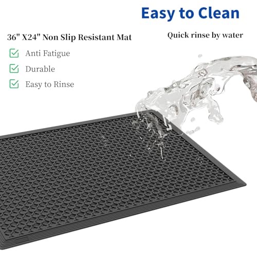 36"×24" Heavy Duty Commercial Rubber Mat,Non-Slip, Grease Resistant Bubble Anti Fatigue Mat Use for Commercial Kitchen, Ramp, Pool, Restaurant, Garage(4 PCS) - size: 36"×24"-4PCS(Scraper Mat)
