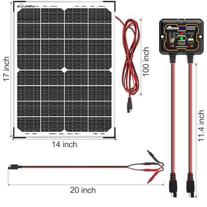 SOLPERK 30W Solar Battery Charger Solar Battery Maintainer + Upgrade 10A MPPT Charge Controller + Adjustable Mount Bracket for Car RV Boat Motorcycle，12V Waterproof Solar Panel Kit Trickle Charging - size: 30W MPPT