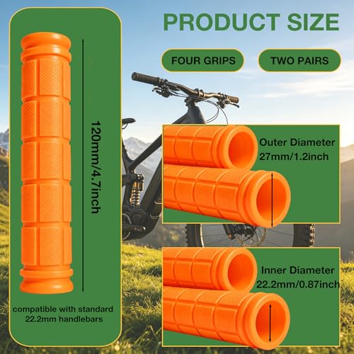 2 Pairs Bike Handlebar Grips for Bikes - color: Black and Orange