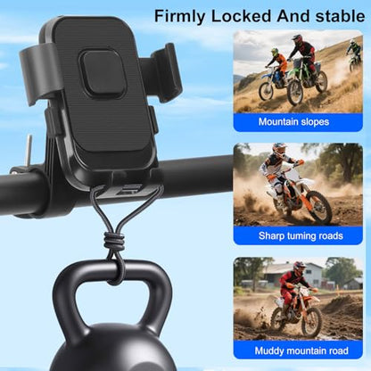 Motorcycle Bike Phone Mount, 1s Auto Lock Shockproof Anti-Shake 360° Rotation, Bicycle Electric Scooter Ebike Handlebar Cell Phone Holder for 4.7''-7.2'' Smartphones