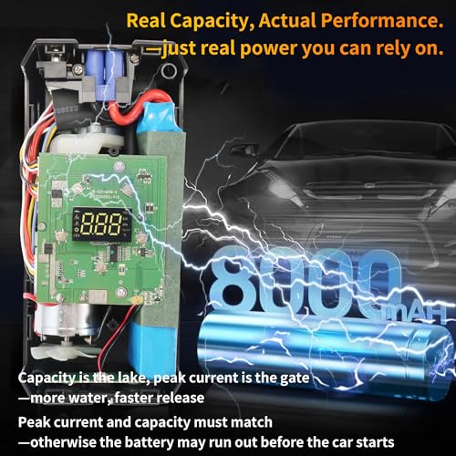 Portable Jump Starter with Air Compressor, 1000A 150PSI Car Battery Jump Starter, 12V Jump Box Car Battery Jumper Starter Portable with Tire Inflator, LED Lights (MOBE-C01)
