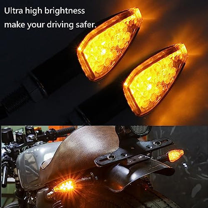 Mini Stalk Arrow Light Motorcycle Turn Signals Lights 10mm Universal Motorbike LED Indicator Blinker Amber Lamp(2 pcs) - color: Plaid-Smoke