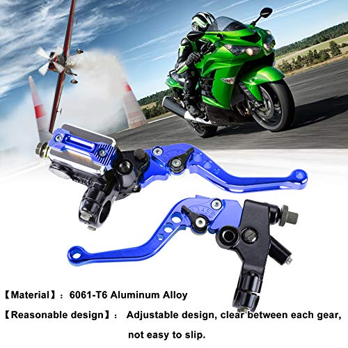 Universal Motorcycle 7/8" 22mm Handlebar Brake Master Cylinder Clutch Lever CNC Left & Right Set Compatible with Harley Honda Kawasaki Suzuki Yamaha（ Piston Diameter 12.7mm (Blue) - color: Blue
