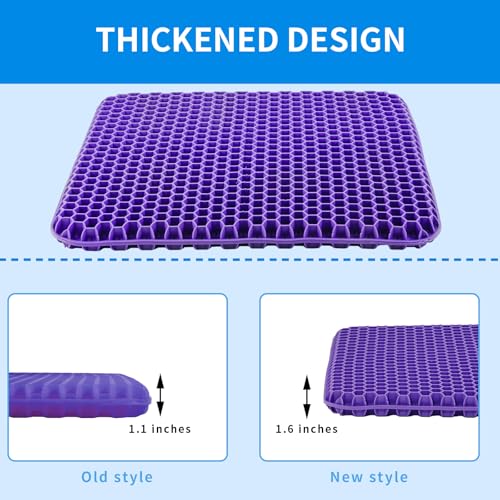 Gel Seat Cushion, Cooling Honeycomb Cushion for Long Sitting, Tailbone & Coccyx Pain Relief, Ergonomic Office Chair Pad, Breathable for Car Seat & Wheelchair(Light Purple) - color: Light Purple