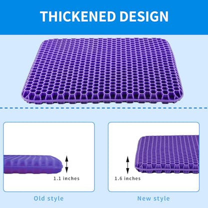 Gel Seat Cushion, Cooling Honeycomb Cushion for Long Sitting, Tailbone & Coccyx Pain Relief, Ergonomic Office Chair Pad, Breathable for Car Seat & Wheelchair(Light Purple) - color: Light Purple