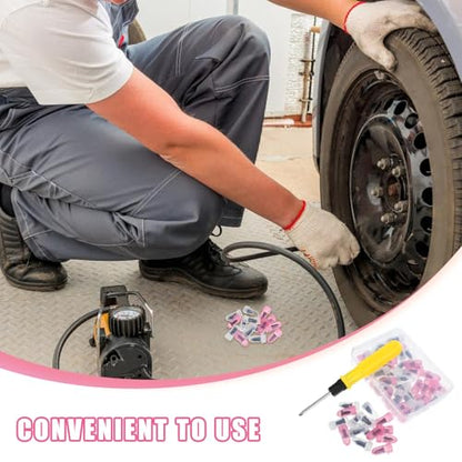Amosfun Car Puncture Repair Kit 60 Pcs Vacuum Tire Repair Screws with Screwdriver for Quick Self-Service of Tubeless Tires on Car Motorcycle ATV Truck