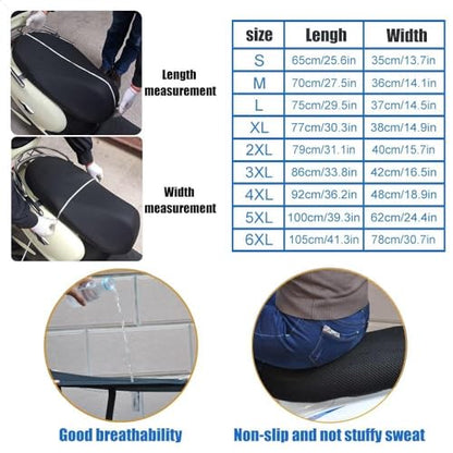 Saddle Protection Cover 1Pcs Breathable Mesh Motorcycle Moped Motorbike Scooter Seat Covers Cushion Anti-Slip Cover S-6XL - color: Color 5XL