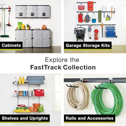 Rubbermaid FastTrack 2-Handle Hook (S Hook) Mounted Garage Storage and Space Saving Organization System Metallic Powder-Coated Steeel for Rakes/Brooms/Toys/Ladders - size: 1 Count (Pack of 1), style: Double-Handle Hook