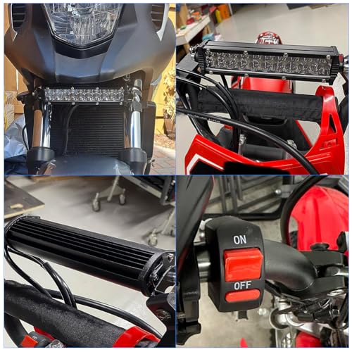 Dirt Bike Light Bar Headlight Motorcycle LED ATV Light ON/OFF Switch 60W Kit for CRF110 KLX110 TTR110 YZ250F Motocross Light ATV Headlight Assembly Part for Most 7/8" Handlebars with Mounting Brackets - color: ON/OFF Switch