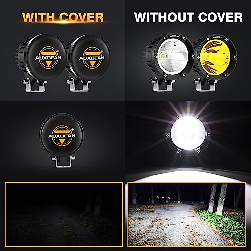 Auxbeam C4 Series 4 Inch Black Protective Light Covers, Round Offroad LED Pods Lens Cap, On Road & Off Road, Polycarbonate Plastic, Snap-On Design, 2 Packs - color: C4 Series 4" Light Covers
