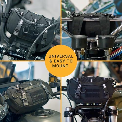 Odinsberg Multifunctional Bicycle & Motorcycle Handlebar Bag, 3L Water Resistant, Compatible with Most Handlebar Types, Black