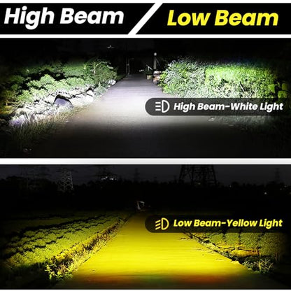 1PCS Alien-Style Motorcycle Auxiliary Lights, Motorcycle Healights Driving Light with High/Low Beam Mode, 30W DC12V-90V, ATV Led Lights, Led Spot Light for Truck ATV UTV Dirtbike Ebike - style: 1PCS High Beam-White&Low Beam-Yellow