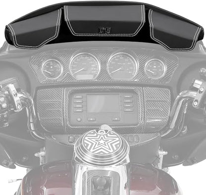 KEMIMOTO Windshield Bag Batwing Fairing Pouch Compatible with 2014-2024 2025 Touring Street Glide Road Glide FLHX FLH Pouch Pocket with White Stitching - style: After 2014