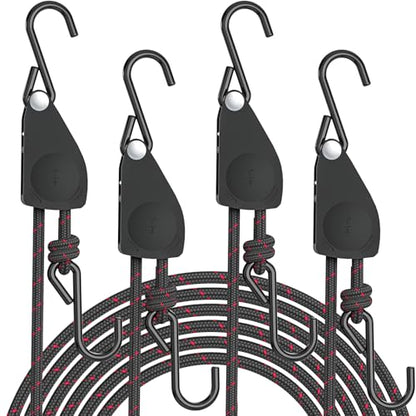 Kayak Straps Tie Downs 4 Pack, Roof Rack Straps Adjustable Ratchet Tie Down Straps with Lock S Hooks, 1/4 Inch 12 Feet Ratchet Straps Heavy Duty for Small Cargo, Kayak, Packing, Camping Gear - size: 4-Pack 1/4"