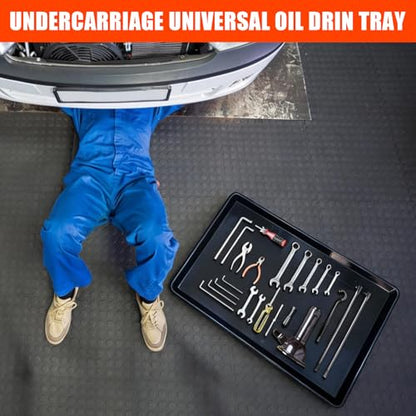 3 Pack Oil Drip Pan for Under Car(35.4 x 24 x 1.6 Inch) Flexible Oil Trays with Felt Mat, Large Leak-Proof Drip Pan for Car Oil Changes, Engine Maintenance, Pet Cleaning, and Home Appliance Repair