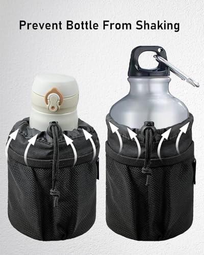 Belinous Motorcycle Cup Holder with 0.75"-1.5" Alligator Clamp, Drink Holder up to 24oz with Mesh Pockets, Universal Water Bottle Holder for Motorcycle, Bicycle, ATV, Wheelchair, e-Bike, Boat (Black) - size: Medium
