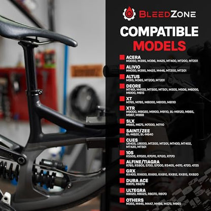 BleedZone Shimano Brake Bleed Kit with Mineral Oil - Hydraulic Brake Bleed Kit for Shimano Disc Brakes, Bike Brake Bleeder Kit, MTB Brake Bleed Kit, and Mineral Oil Brake Maintenance - size: Road: 2x 100ml BleedZone