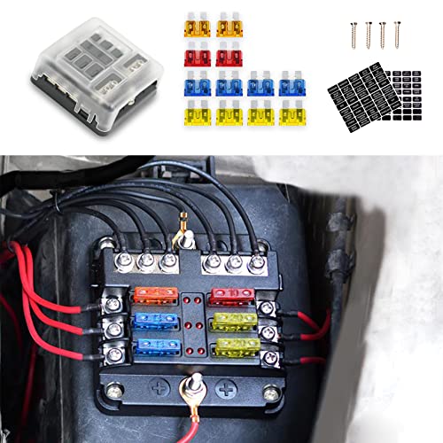 ASUBHA 6-Way Marine Fuse Block,Waterproof 12v Fuse Block with LED Indicator, Automotive Fuse Box Holder 12V/24V Fuse Panel Universal for Automotive Golf Cart Truck Car Boat Marine RV Motorcycle