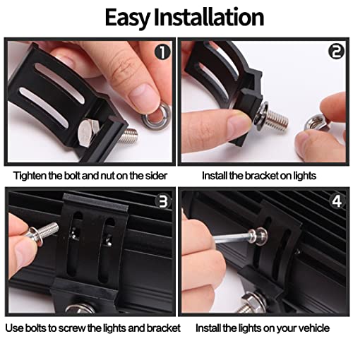 Slide Mounting Bracket LED Bar Base Mounting Brackets Universal Adjustable Side Bracket Kit for Most Work Lights Pod Lights from 4 inch up to 52 inch (Pack of 2) - size: Light Bar Adjust Bracket-Double